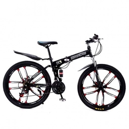 BEIGOO Plegables BEIGOO Unisex Adulto Bicicleta Plegable, 21 Velocidades Bicicleta De Montaña Doble Suspensión MTB Bicicleta, con Guardabarros Folding Bike-negro-24Pulgadas