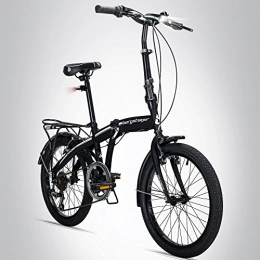 Bergsteiger Fahrrad Plegables Bergsteiger Windsor - Bicicleta plegable de 20 pulgadas, cambio Shimano de 6 velocidades, iluminación LED, sistema de plegado rápido, negro