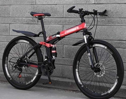 PFSYR Bicicleta Bici de montaña plegable de bicicletas, bicicletas de 24" unisex de acero de alta carbono, doble absorción de choque de velocidad variable fuera de la carretera Bicicleta de montaña, Doble amortiguado
