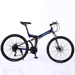 WEHOLY Bicicleta Bicicleta Bicicleta de montaña Marco plegable Bicicleta MTB Suspensión doble Bicicleta para hombre 24 velocidades Frenos de disco de bicicleta de acero de alto carbono de 26 pulgadas, azul, 27 ve