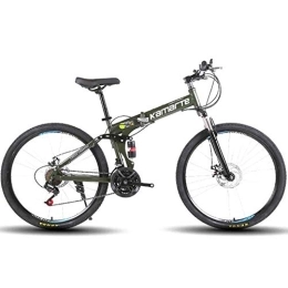 WEHOLY Plegables Bicicleta Bicicleta de montaña unisex, bicicleta plegable de doble suspensión de 27 velocidades, con rueda de radios de 24 pulgadas y doble freno de disco, para hombres y mujeres, verde, 27 veloc
