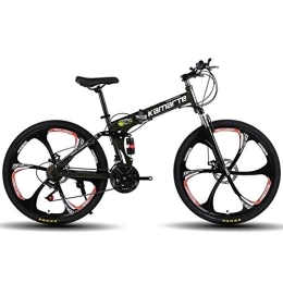 WEHOLY Bicicleta Bicicleta Bicicleta de montaña unisex, bicicleta plegable de doble suspensión de 27 velocidades, con ruedas de 24 pulgadas de 6 radios y doble freno de disco, para hombres y mujeres, negro, 27 ve
