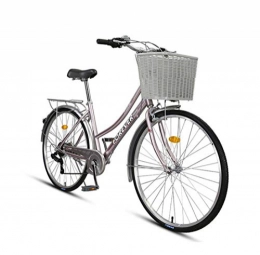 Creing Plegables Bicicleta De Ciudad 7 Velocidades Bici Marco de Aleación de Aluminio para Adultos, Pink, 26inch