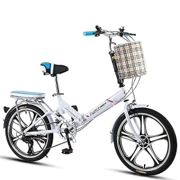 WBDZ Plegables Bicicleta de ciudad plegable al aire libre, bicicletas plegables de 20 pulgadas con 6 velocidades, mini bicicleta plegable portátil de velocidad cómoda para hombres y mujeres, bicicleta informal pleg