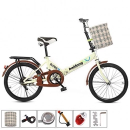 Bicicleta de ciudad plegable de aleación ligera de 20 pulgadas, bicicleta plegable que absorbe los golpes y antineumáticos, para hombre y mujer adulta, contiene 6 accesorios