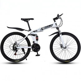 GXQZCL-1 Bicicleta Bicicleta de Montaa, BTT, 26" bicicleta de montaña, marco de acero al carbono, bicicletas plegables hardtail, doble disco de freno y suspensin doble MTB Bike ( Color : White , Size : 21 Speed )
