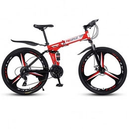 GXQZCL-1 Bicicleta Bicicleta de Montaa, BTT, Rgida bicicleta de montaña, bicicletas plegables marco de acero , , doble suspensin y doble freno de disco, ruedas de 26 pulgadas MTB Bike ( Color : Red , Size : 24-speed )