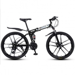 Dsrgwe Bicicleta Bicicleta de Montaa, Plegable Bicicleta de montaña, Marco de Acero al Carbono Bicicletas Hardtail, Doble Freno de Disco y suspensin Doble (Color : Black, Size : 21 Speed)