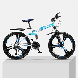 Chengke Yipin Plegables Bicicleta de montaña 24 pulgadas marco de acero de alto carbono plegable de una rueda doble absorcin de impactos estudiantes masculinos y femeninos ciclismo de montaña-Azul_27 velocidades