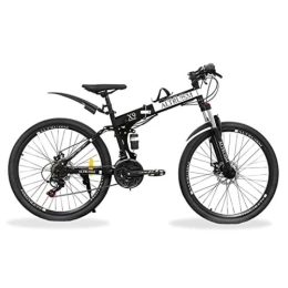 Altruism Bicicleta Bicicleta De Montaña Bici Plegable De 26 Pulgadas, Freno De Disco, Suspensión Completa, Transmisión Shimano De 21 Velocidades para Hombre Y Mujer(Black)