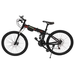 U/K Plegables Bicicleta de montaña con marco de acero, 26 pulgadas, 21 velocidades, doble freno de disco, bicicleta de montaña plegable