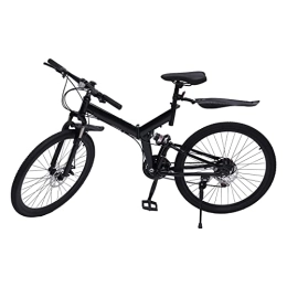 Tenddya Bicicleta Bicicleta de montaña de 26 pulgadas, 21 velocidades, plegable, para adultos, bicicleta de carretera, portátil, con guardabarros, ajuste de altura, de acero al carbono