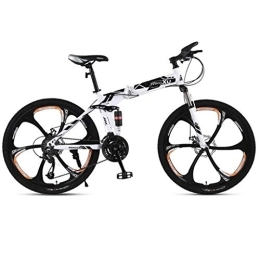 Dsrgwe Plegables Bicicleta de Montaña, De 26 pulgadas de bicicletas de montaña, bicicletas plegables hardtail, suspensión completa y doble freno de disco, marco de acero al carbono ( Color : Black , Size : 27-speed )