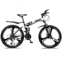 DFBGL Plegables Bicicleta de montaña de suspensión Completa de 26 Pulgadas 21 / 24 / 27 / 30 Velocidad Doble Amortiguador Una Rueda Plegable Bicicleta de Freno de Disco Doble de Acero de Alto Carbono