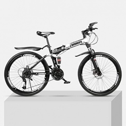 Chengke Yipin Plegables Bicicleta de montaña Marco de acero de alto carbono plegable de 24 pulgadas con absorcin de impactos doble velocidad variable para hombres y mujeres bicicleta todoterreno-Negro_21 velocidades
