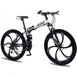FYHCY Plegables Bicicleta de montaña para Adultos Antideslizante rápida y cómoda Carreras Todoterreno 21 velocidades Freno de Disco Doble par de torsión de Bicicleta MTB Black White