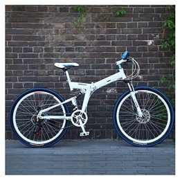  Plegables Bicicleta de montaña para deportes al aire libre de 26 pulgadas, marco plegable de acero con alto contenido de carbono, suspensiones dobles, 27 velocidades, con freno de disco doble, unisex (Color: Bl