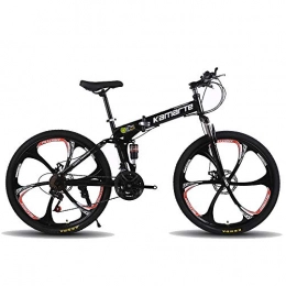 DRAKE18 Plegables Bicicleta de montaña plegable, 26 pulgadas, 27 velocidades, velocidad variable, todoterreno, doble amortiguacin, doble disco, frenos, bicicleta para hombres, montar al aire libre, adulto, Black
