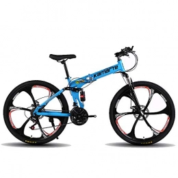 DRAKE18 Bicicleta Bicicleta de montaña plegable, 26 pulgadas, 27 velocidades, velocidad variable, todoterreno, doble amortiguación, doble disco, frenos, bicicleta para hombres, montar al aire libre, adulto, Blue