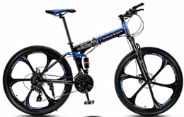 DPCXZ Bicicleta Bicicleta De Montaña Plegable Adulto De 26 Pulgadas, Ligero Bicicleta Plegable Doble Suspension Marco De Acero De Alto Carbono Bicicletas Urbanas Unisex blue, 24 inches