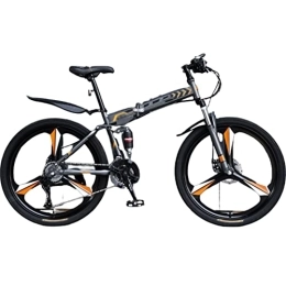 DADHI Plegables Bicicleta de montaña plegable, bicicleta de engranajes de velocidad, bicicletas plegables antideslizantes con freno de disco doble para adultos / hombres / mujeres, colores múltiples (Orange 26inch)
