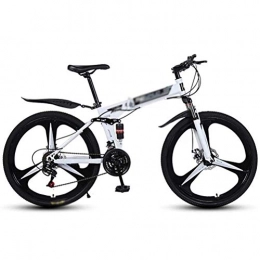 HSRG Plegables Bicicleta de montaña plegable, bicicleta de montaña antideslizante exterior de 26 pulgadas con 3 ruedas de corte, bicicleta de amortiguación de 21 / 24 / 27 velocidades para hombres y mujeres