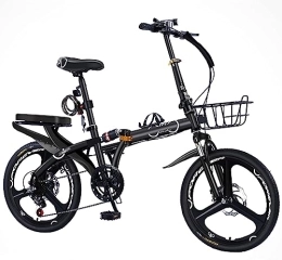 JAMCHE Bicicleta Bicicleta de montaña plegable, bicicleta plegable para adultos, bicicleta de camping, peso ligero, bicicleta plegable de acero al carbono de 7 velocidades con guardabarros delanteros y traseros para a