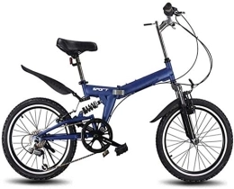 KRXLL Bicicleta Bicicleta de montaña plegable de 20 pulgadas 6 Bicicleta de velocidad variable Bicicleta de carretera Bicicleta de ciclismo masculino y femenino Bicicleta plegable Bicicleta de velocidad variable-Azul