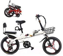 klt Plegables Bicicleta de montaña plegable de 20 pulgadas, ligera, plegable, para ciudad, de 7 velocidades, para hombre y mujer, con freno de disco doble, color blanco