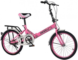 SLSMD Bicicleta Bicicleta de montaña plegable de 20 pulgadas, mini bicicleta compacta con portabicicletas de acero y freno V, ultraligera para niños y niñas