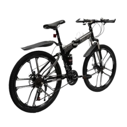 MooBeey Bicicleta Bicicleta de montaña plegable de 21 velocidades, de acero al carbono, 26 pulgadas, con frenos de disco dobles, altura ajustable, bicicleta plegable para todo tipo de carreteras (negro y blanco)