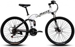 JSL Bicicleta Bicicleta de montaña plegable de 21 velocidades de freno de disco doble es conveniente de llevar, adecuada para estudiantes y adolescentes bicicletas de 24 pulgadas-Blanco