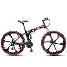 WBDZ Plegables Bicicleta de montaña plegable de 24 / 26 pulgadas para exteriores con freno de disco, velocidad 21 / 24 / 27, bicicleta de montaña plegable de doble suspensión, bicicleta de montaña con suspensión completa
