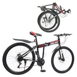Salmeee Bicicleta Bicicleta de montaña plegable de 26 pulgadas, 21 velocidades, altura ajustable, bicicleta plegable con suspensión completa, bicicleta deportiva personal, equitación para adultos, bicicleta ligera para