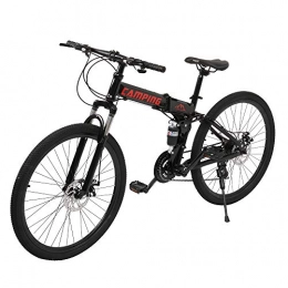 Bicicleta de montaña plegable de 26 pulgadas, 21 velocidades, bicicleta plegable con bolsa de manillar para hombres o mujeres