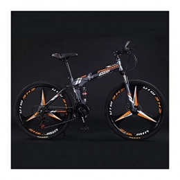 UYTTlhk Bicicleta Bicicleta de montaña plegable de 26 pulgadas, bicicletas de montaña de 21 velocidades, freno de disco doble de acero con alto contenido de carbono y scooter de crucero antideslizante de doble suspensi