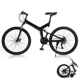 Futchoy Plegables Bicicleta de montaña plegable de 26 pulgadas de 21 velocidades MTB plegable para niños y niñas plegable bicicleta de suspensión completa marco de acero al carbono
