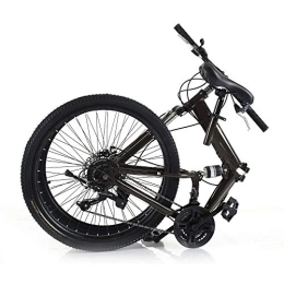 SHZICMY Plegables Bicicleta de montaña plegable de 26 pulgadas, de acero al carbono, 21 velocidades, frenos de disco, bicicleta juvenil para adultos, bicicleta portátil para ciudad, color negro