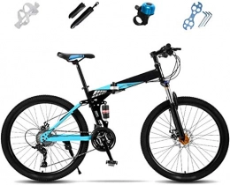 JSL Bicicleta Bicicleta de montaña plegable de 27 velocidades de suspensión completa de 24 pulgadas, bicicleta de montaña todoterreno, unisex, plegable, freno de disco doble