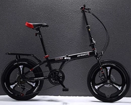 LQ&XL Plegables Bicicleta de Montaña Plegable, MTB Bici para Hombre y Mujerc, 20 Pulgadas Bicicleta Adulto, 6 Velocidades Doble Freno Disco, Montar al Aire Libre / Negro