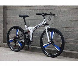 GASLIKE Bicicleta Bicicleta de montaña plegable para adultos, marco de acero con alto contenido de carbono, freno de disco doble, suspensin completa para hombres, mujeres, bicicletas, bicicletas, D, 26 inch 27 speed
