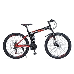 SHANJ Plegables Bicicleta de Montaña Plegable para Hombres, Bicicletas MTB para Adultos de 21-27 Velocidades con Frenos de Disco, Horquilla Delantera de Suspensión Total Bloqueable, Bicicleta de Ruta al Aire libre