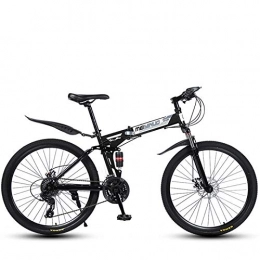 Mountain Bike Plegables Bicicleta de montaña plegable para hombres y mujeres adultos, marco de doble suspensión de acero con alto contenido de carbono, pedales de PVC y empuñaduras de goma-black_27 speed-26 pulgadas