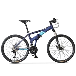 WBDZ Plegables Bicicleta de montaña plegable ultraligera de 26 pulgadas, bicicletas plegables con freno de disco Shimanos Bicicleta de 27 velocidades Bicicletas MTB de suspensión completa para hombres o mujeres Cua