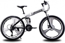 JSL Plegables Bicicleta de montaña plegable y fácil de llevar 21 velocidades bicicleta de 24 pulgadas fuerte nieve de dos discos de absorción de choques-Blanco