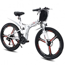 BNMZX Plegables Bicicleta elctrica de 26 Pulgadas Bicicleta de montaña E-Bici Plegable, 350W 48V Doble suspensin Bobang Bahrein batera, 26 Inch White-Three-Knife Wheel