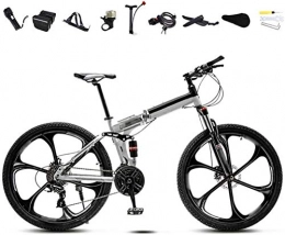 JSL Plegables Bicicleta MTB de 26 pulgadas unisex plegable de 30 velocidades, bicicleta de montaña, todoterreno, velocidad variable, para hombres y mujeres, freno de disco doble, velocidad A_21