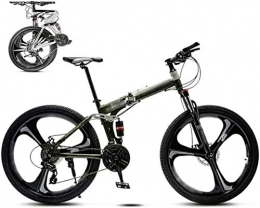JSL Plegables Bicicleta MTB de 26 pulgadas unisex plegable de 30 velocidades, bicicleta de montaña, todoterreno, velocidad variable, para hombres y mujeres, freno de disco doble, verde, 21 velocidades