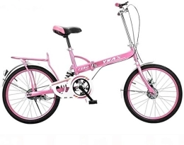 NOLOGO Bicicleta Bicicleta Nueva Bicicleta Plegable de 20 Pulgadas Bicicleta Plegable de Choque for Adultos Absorción Ultraligero Compacto de Bicicletas Bike Kid Estudiante de Bicicletas (Color : Pink)