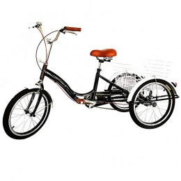 MOMOJA Bicicleta Bicicleta para adultos de 3 ruedas de 20 pulgadas con cesta de la compra StableTricycle Trike City Bicicletas para personas mayores deportes al aire libre
